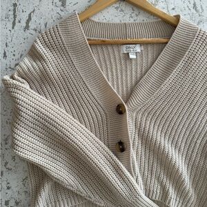 ONLY Beige Flat Knit Chunky Button-Up Cardigan